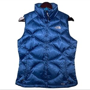 The North Face 550 Womens M Down Puffer Blue Quilted Vest Hiking Outdoor Winter